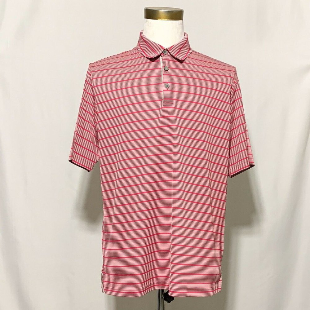 Ashworth Athletic Golf Pink Stripe Polo Size Large